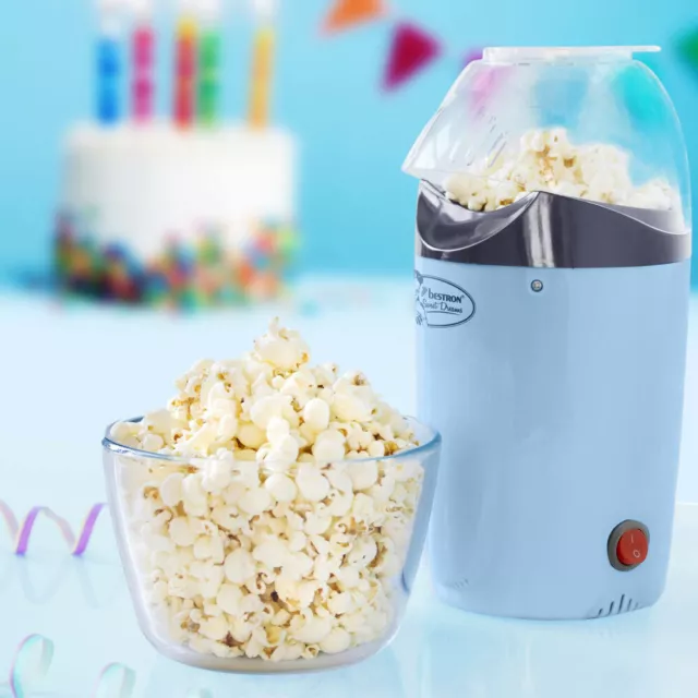 Mini Popcorn Maker fettfrei Füll Becher Schalter Heißluft Maschine Gerät blau