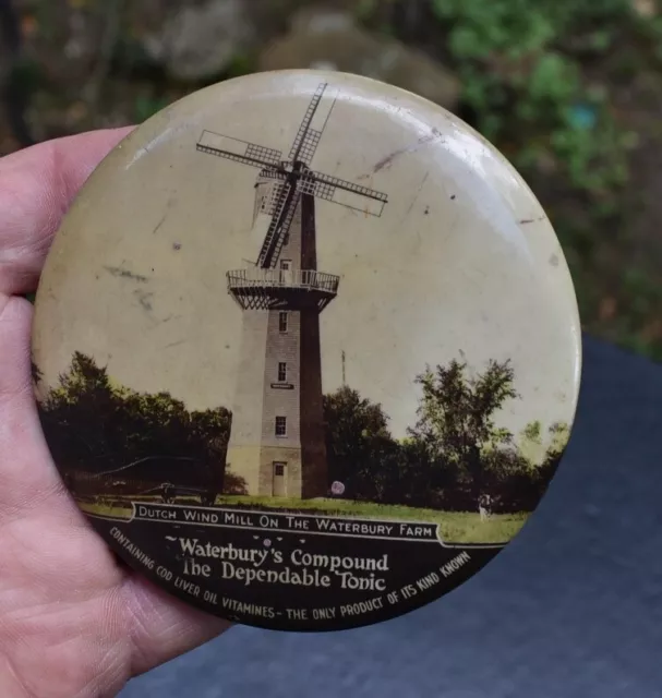 Vintage Celluloid Paperweight Mirror, Waterbury's Compound Tonic