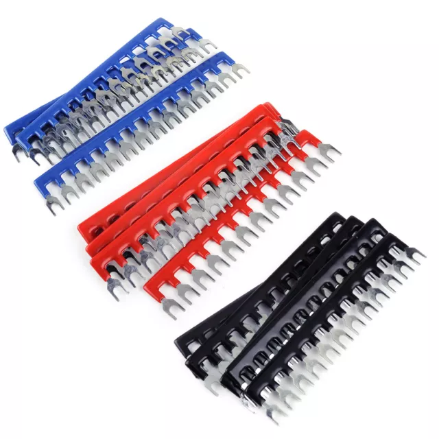 15pcs 400V 10A Fork Shape Pre Insulated 12P Barrier Terminal Block Strip