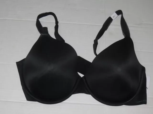 w2 Calvin Klein Women's Liquid Tough Lightly Lined Full Coverage Bra 36C Black