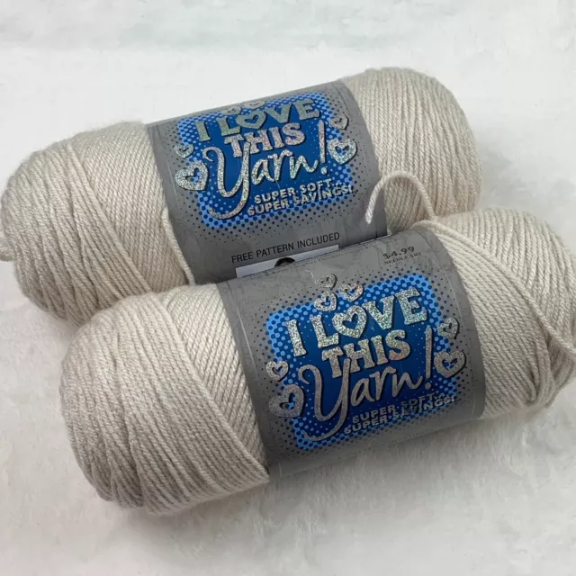 I LOVE THIS YARN Hobby Lobby Linen Color ACRYLIC 7 oz 355 Yd NEW Off White