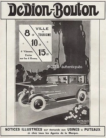 Publicite Automobile De Dion Bouton 8 10 15 Cv Ville Tourisme De 1926 French Ad