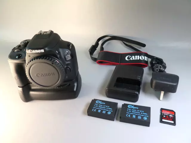 Canon Eos 100D Dslr Digital Camera Body + Grip * Very Low Shutter Count Of 270 *