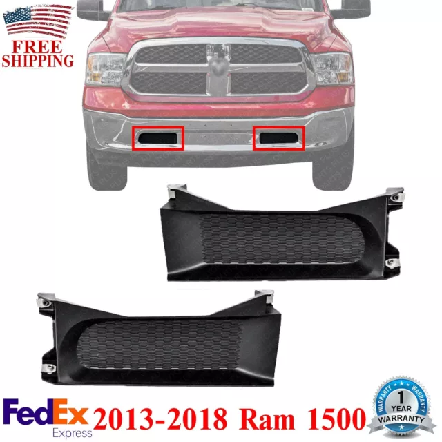 Front Bumper Filler Tow Hook Bezels Textured Set For 2013-2018 Ram 1500