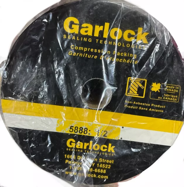 Garlock Syle 5888, 1/2 Inch CS 5 lb 25ft PTFE Braided Packing