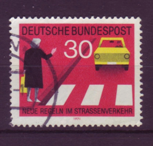 Bund 673 I mit Plattenfehler Neue Regeln im Starßenverkehr 30 Pf gestempelt /2