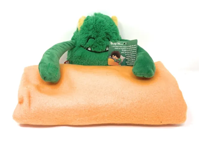 Emirates Green Monster Glank Blankie Buddy Plush Soft Toy With Orange Blanket