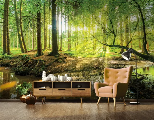Bosque Papel Pintado Fotomural Verano Paisaje Decoración Dormitorio 3.1x2.2m