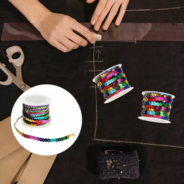 5 Rolls Clothing Decoration Sequins Rainbow Ribbon Decorate