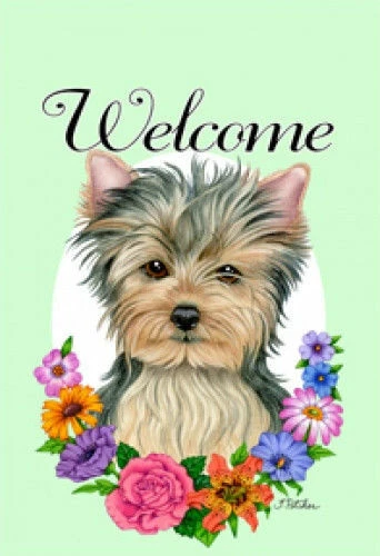 Welcome House Flag - Yorkshire Terrier Yorkie Pup 63108