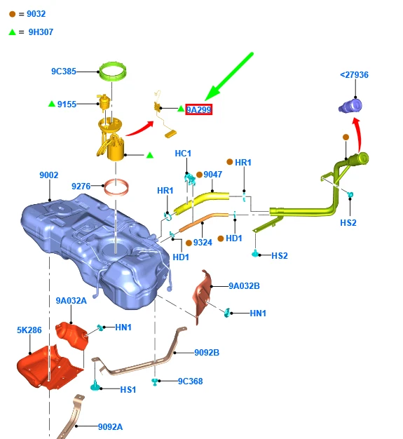 FORD ECOSPORT MK2 BK Fuel Tank Sender Assy CN159A299CB 1944272 NEU