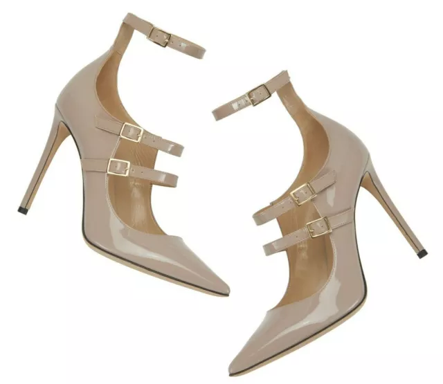 $550 NEW Tamara Mellon PISTOL 105 Mary Jane Patent Leather Taupe Nude Shoes 41