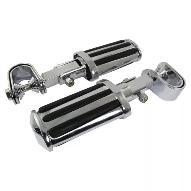 Universal Motorcycle Foot Pegs Rail Custom Chrome Foot Rests Clamp Fit Pair