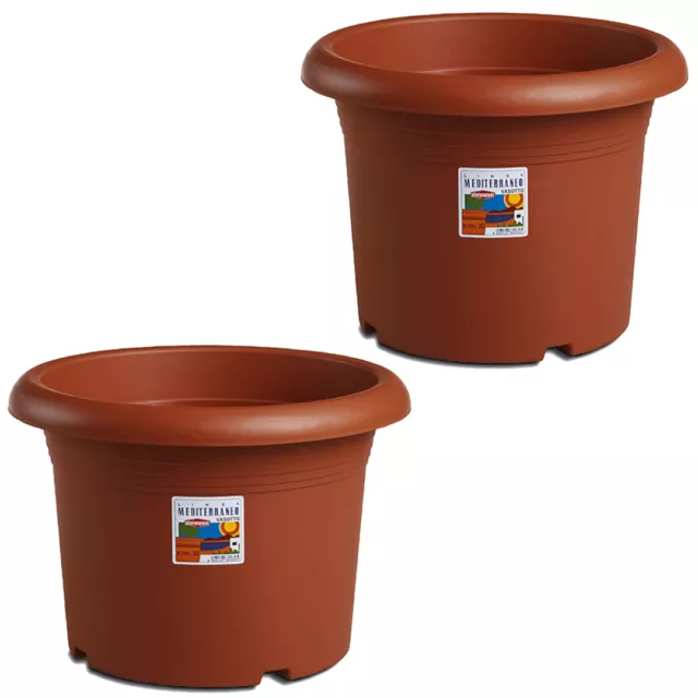 Vaso Rotondo Grand per Fiori da Giardino Esterni Mediterraneo Colore Terracotta