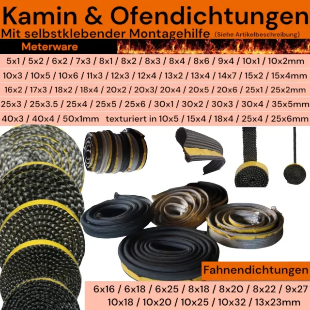 Kamindichtung selbstklebend Dichtband Kamin Dichtung Kaminscheibe Kaminband Band