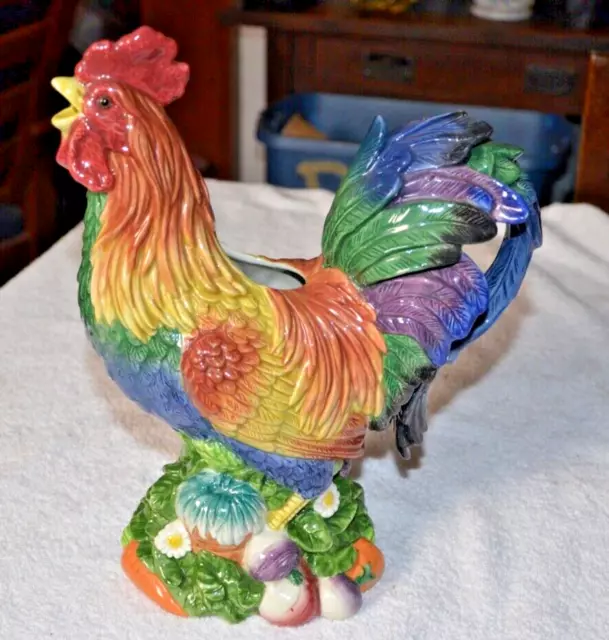 Fitz & Floyd Classics Country Gourmet Rooster 12” Tall Pitcher / Centerpiece