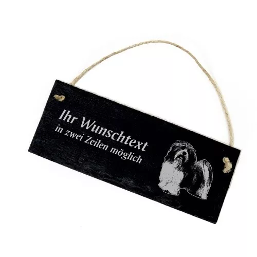 Hundeschild Havaneser Türschild  Schiefer - personalisiert - 22cm x 8cm