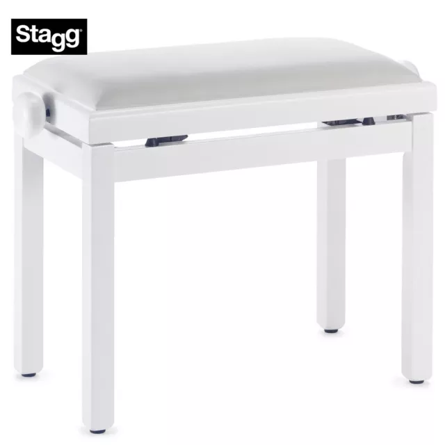 NEW Stagg PB39-WHM-VWH Matte White Piano Bench with White Velvet Top