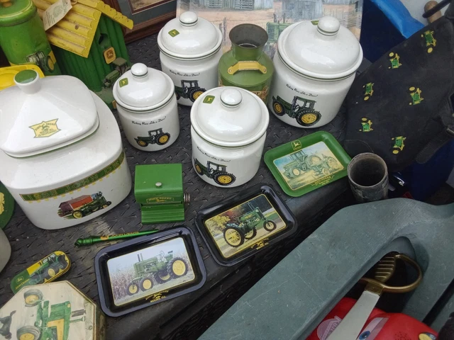John Deere Products..1 Cloth Tablecloth.5 Hats 2 Different Sets Of Canister....