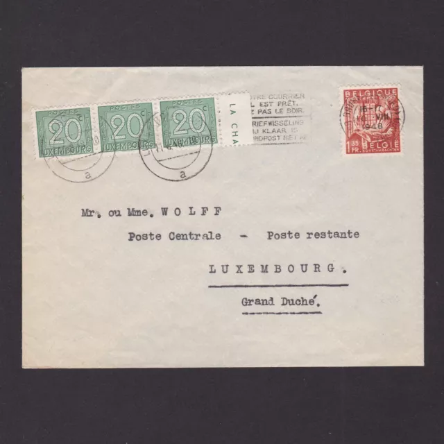 BELGIUM 1948 Sc #378 with Luxemburg postage due stamps