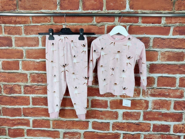Bnwt Baby Girls Bundle Age 18-24 Months 100% M&S Pink Long Pyjama Ballerina 92Cm