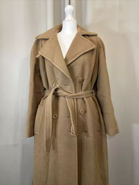 WINDSMOOR VINTAGE OVERSIZED Wool Tan Brown Belted Camel Coat C30