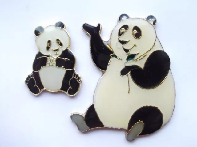 Sale - Giant Panda Bear & Cub Wwf Zoo Animals Fun Enamel Pin Badge Job Lot Set