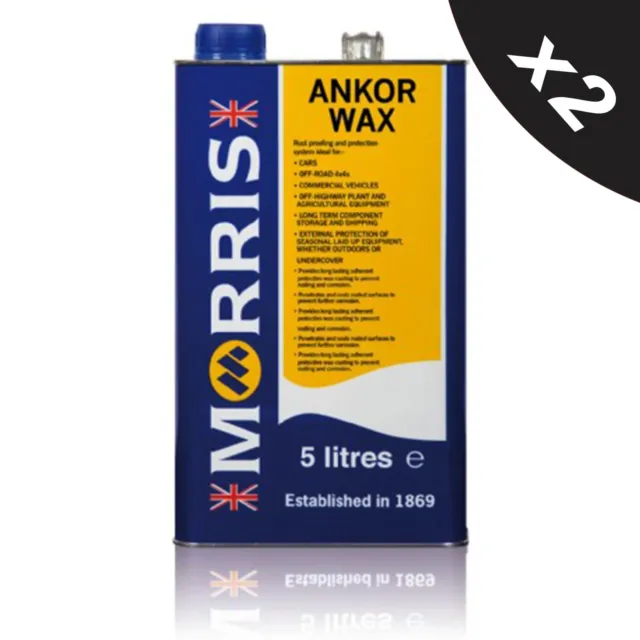 2x Morris Ankor Anti Rust Wax - 5Ltr Rust Proof & Prevent Corrosion on Vehicles
