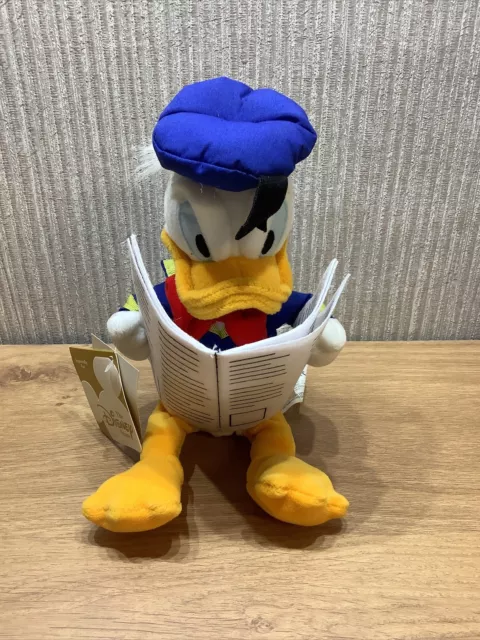 Disney Store Donald Duck Soft Toy Plush 9” Collectable Fathers Day Newspaper NEW