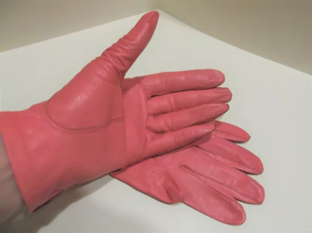 Chic vintage paire de gants en cuir souple rose marque EDELKID GUIBERT Frères