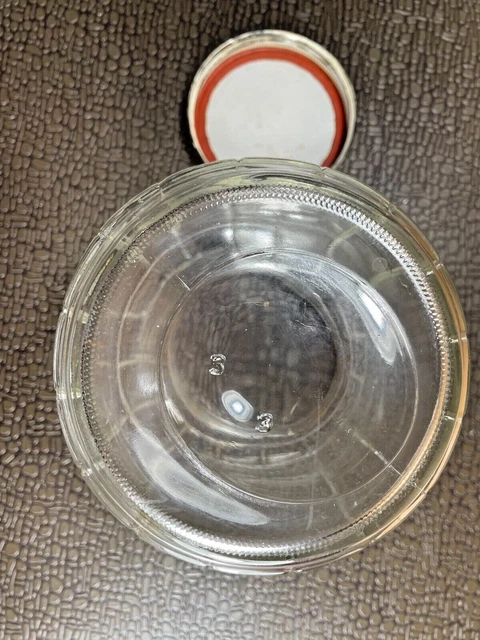 Vintage  Hoosier Cabinet Style Glass Round Canister, Ribbed Corners Jar w Lid 6