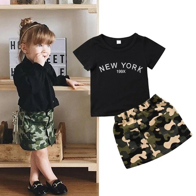 Gonne mimetiche con bottoni lettere top camicie abiti set vestiti