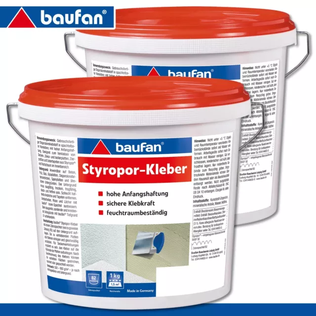 Baufan 2 x 7 KG Colle pour Polystyrène