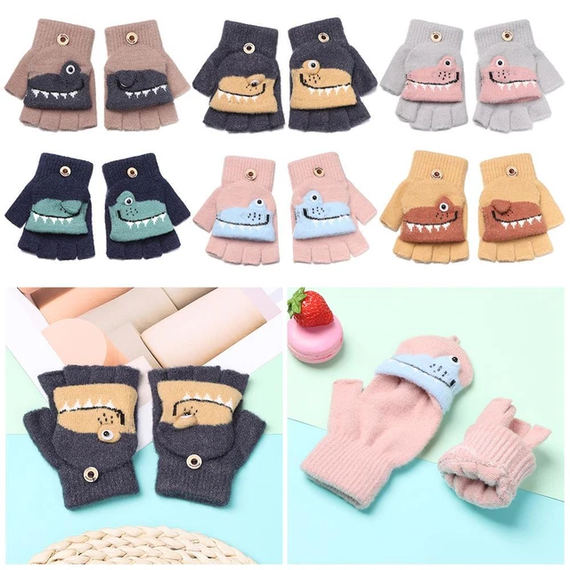 Guanti Flip Mezzo Dito Guanti Convertibili Bambini Guanti Bambini Inverno Lavorati a Maglia