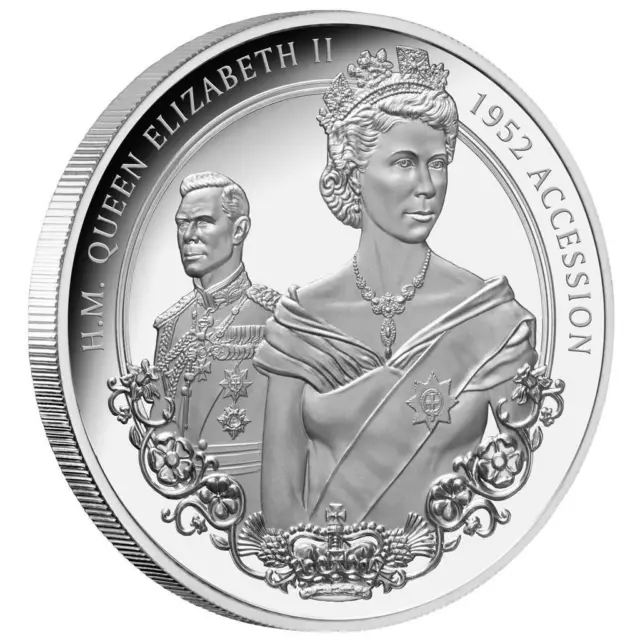 Silbermünze Queen Elizabeth II. 2022 - Tokelau - Thronbesteigung 1952 - 1 Oz PP