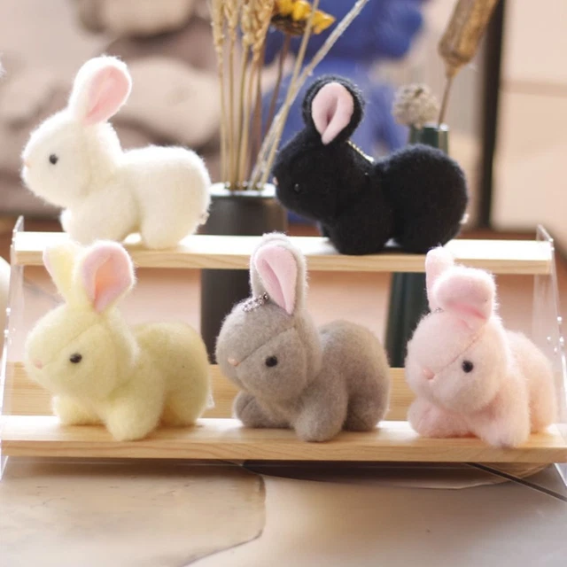 Rabbit Fur Keychain Cute Fluffy Keychain Stuffed Bunny Plush Animal Pendant