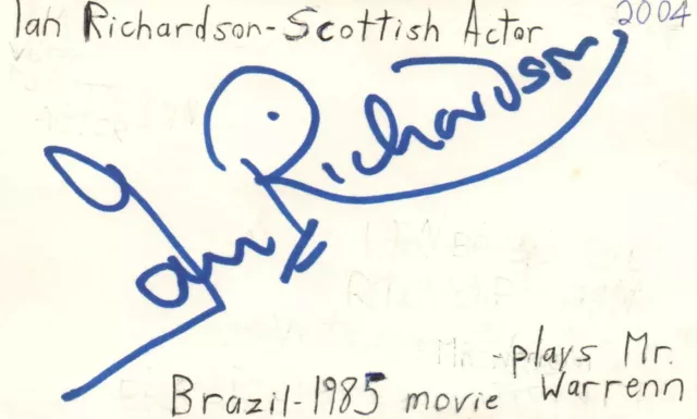 Ian Richardson Scottish Actor Brazil 1985 Movie Autographed Signed Index Card
