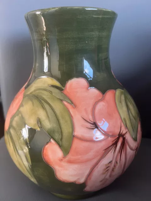 Moorcroft Hibiscus Pattern Large Vase 24cm tall