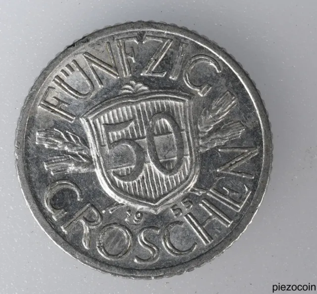 Austria 50 Groschen 1955, Imperial Eagle, Coin KM# 2870 Inv#A358