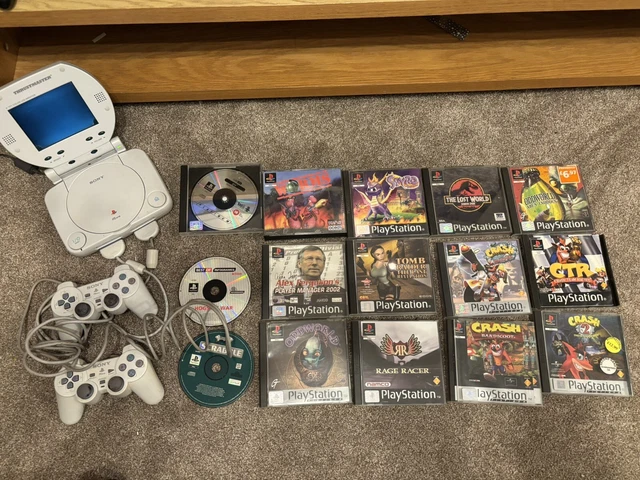 PLAYSTATION ONE CONSOLE Games Crash Tomb Lost World Screen Thrustmaster ...