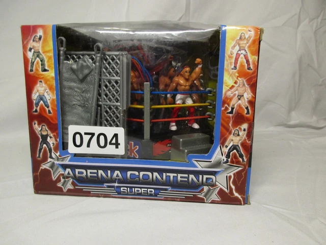 Super Arena Contend Bootleg Miniature Wrestling Ring and Action Figures Toy 704
