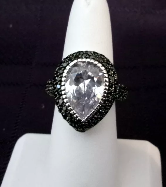 Park Lane "MASQUERADE"  RING  HOSTESS ONLY - Black & Clear CZs - SZ 8 - BLING!!