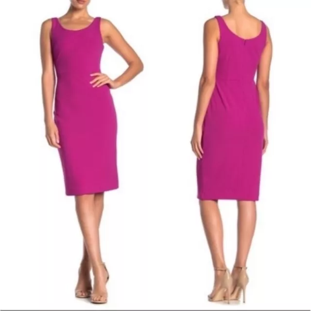 Betsey Johnson Magenta Pink Midi Length Sheath Dress SIZE 2