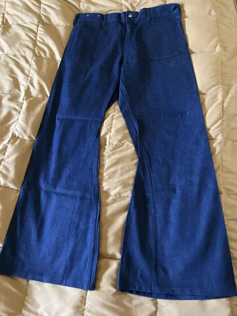 Vintage USN Navy Dungarees Blue Jeans Flared Leg Southern Apparel Co 34x31