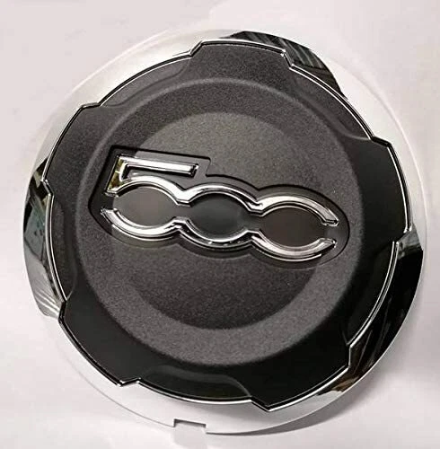 Set 4 Coprimozzo Borchia Per Cerchi In Lega – Diametro 135 Mm – Colore Nero Con Bordo Rosso E Logo Cromato – Compatibile Con Fiat 500 (dal 2007) - 2