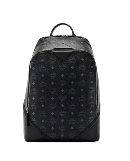 MCM Duke Visetos Medium Black Backpack