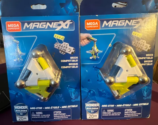 2 Packs Mega Construx Magnext Wonder Builders Mag-Star 20 Pc. Set NEW SEALED
