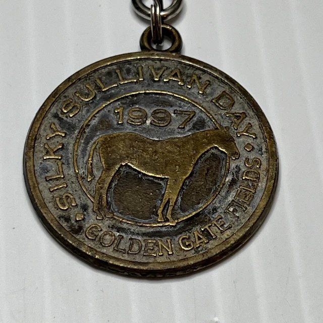 Vintage 1997 Silky Sullivan Day Golden Gate Fields Metal Keychain