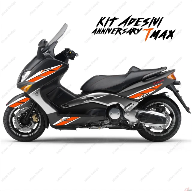 2 Autocollants Moto 3D Résine Orange Pour Yamaha Tmax 500/530 - Décoration Carénage, Neufs