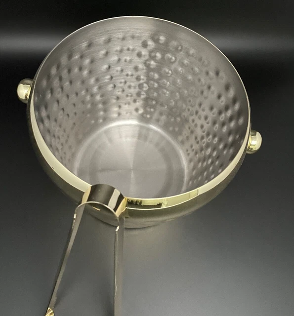 Eiswürfel Behälter gold Hammerschlag + Eiszange Home Premium Edelstahl
